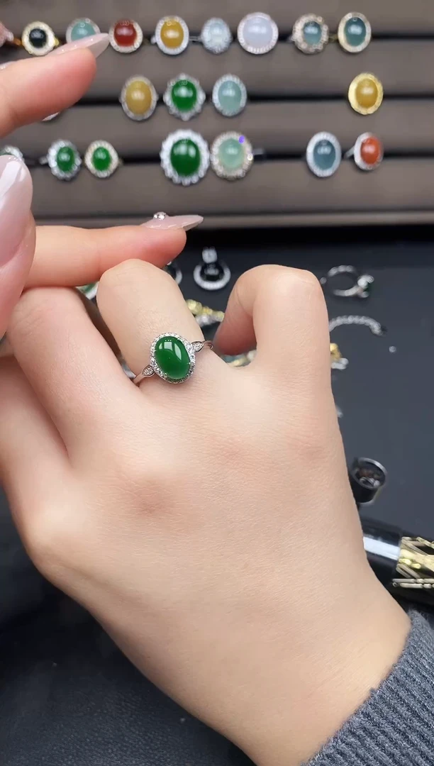 银S925镶嵌戒指翡翠538638