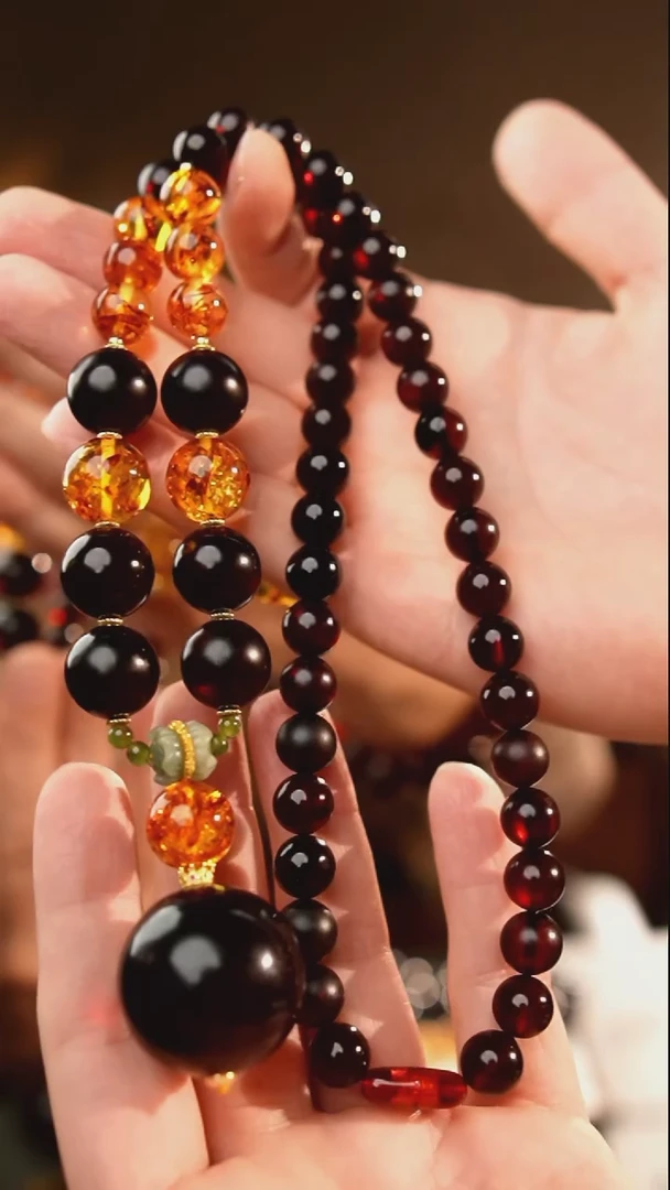 琥珀颈饰未镶嵌28+翳珀项链