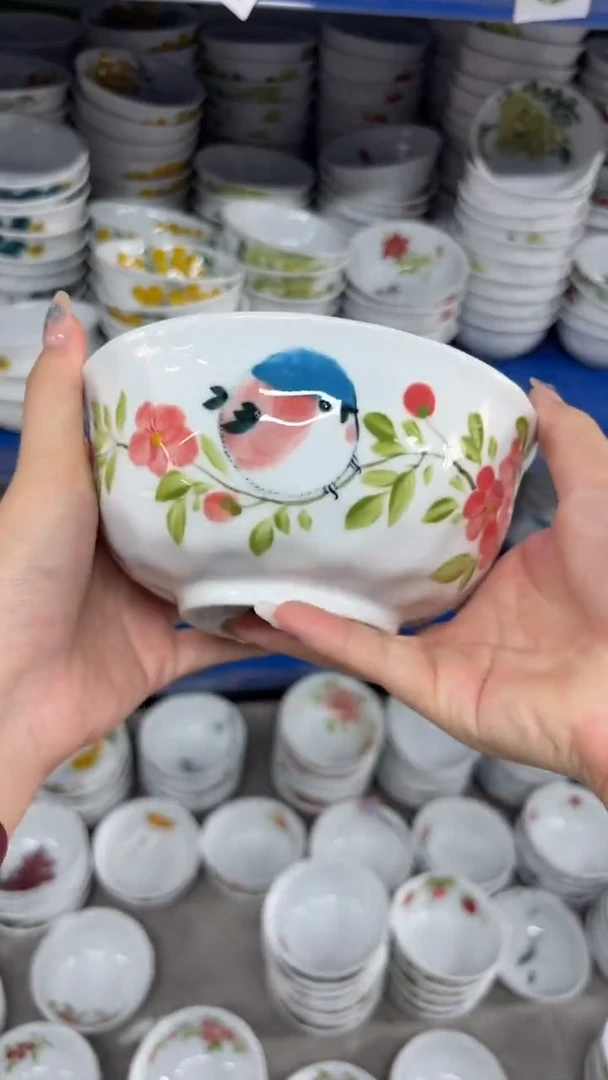 瓷片景德镇陶瓷食品级手绘釉中彩-捏捏碗