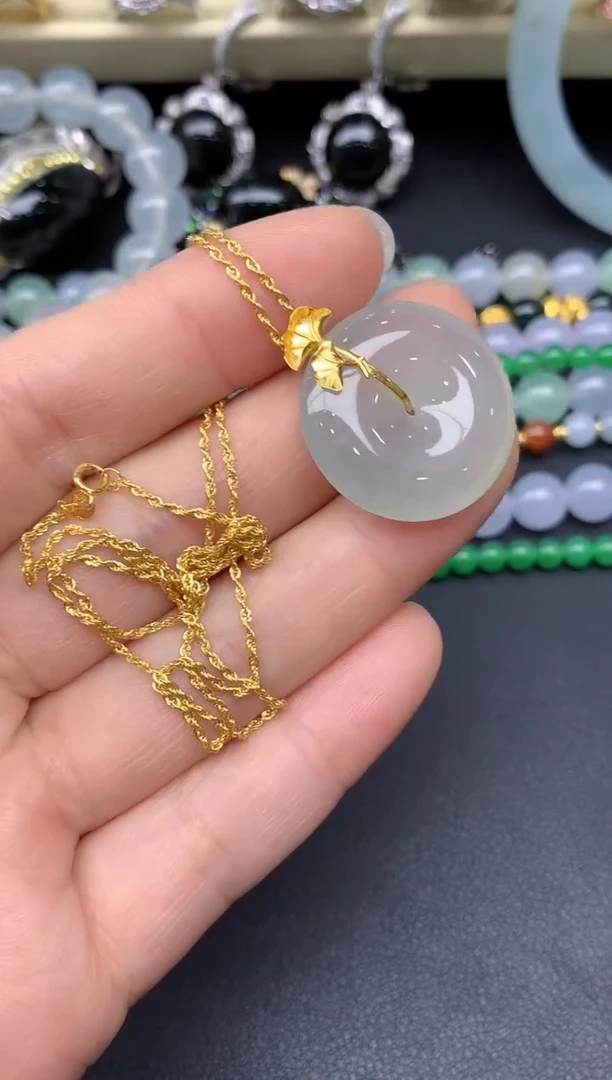 颈饰18K金镶嵌翡翠279-雪姐翡翠天天见