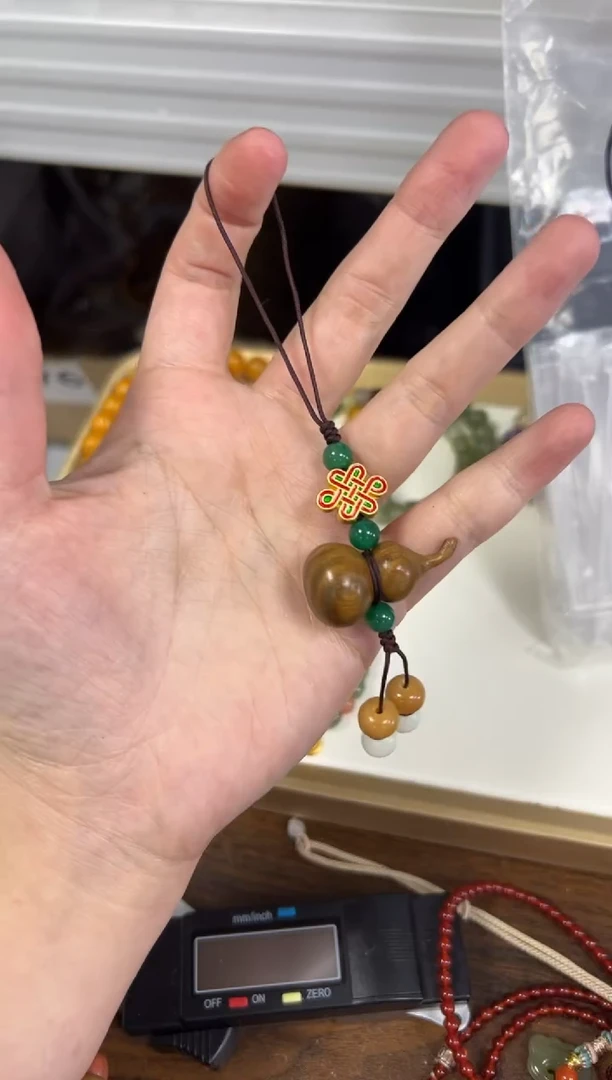 维腊木（绿檀）吊坠绿檀木葫芦编制款挂件[0927]