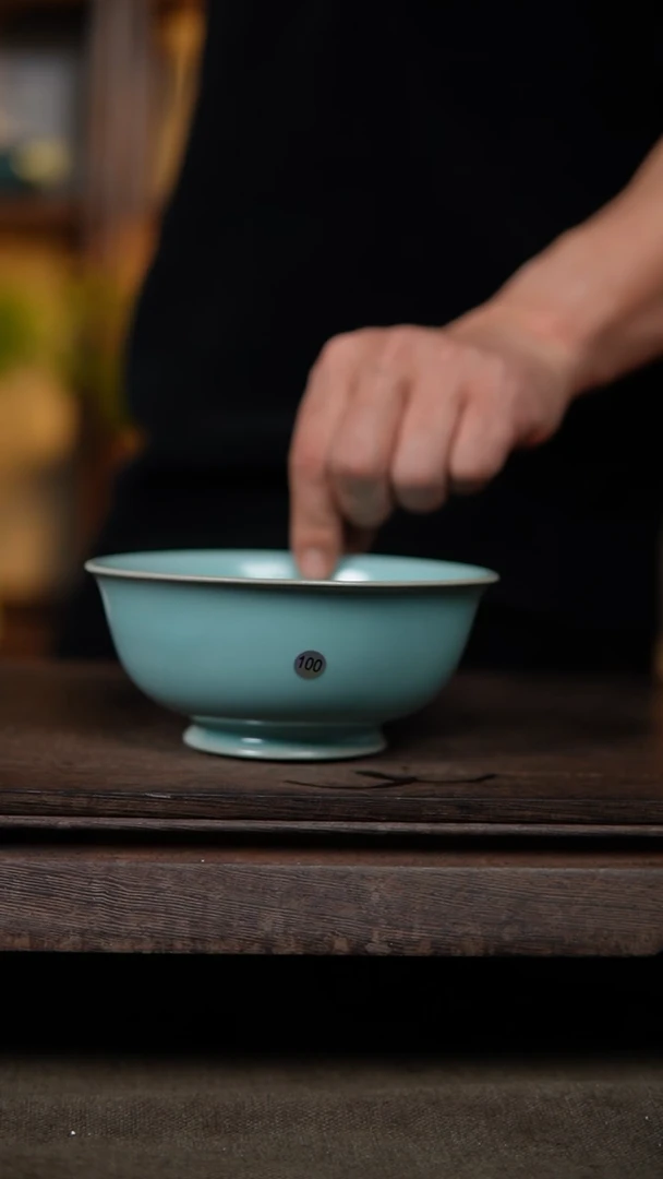 【闪购商品】杯仿古天青纯手工撇口碗不完美14口