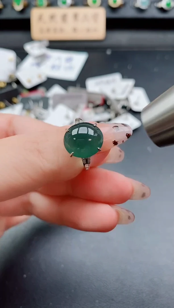 银S925镶嵌戒指翡翠1