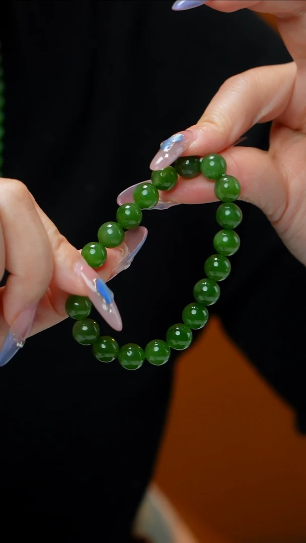 未镶嵌手链和田玉（碧玉）碧玉手链9-10mm 多样性发其一