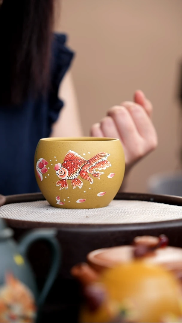 茶壶紫砂黄金段金鱼大缸杯023