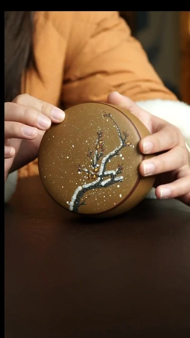 茶杯紫砂11号 梅枝茶叶罐100克 宜兴紫砂原矿作品