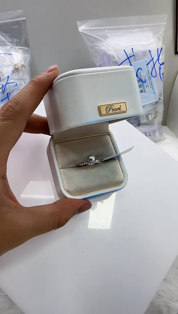 【闪购商品】海水珍珠DA银S925镶嵌c791 灰珠戒指7