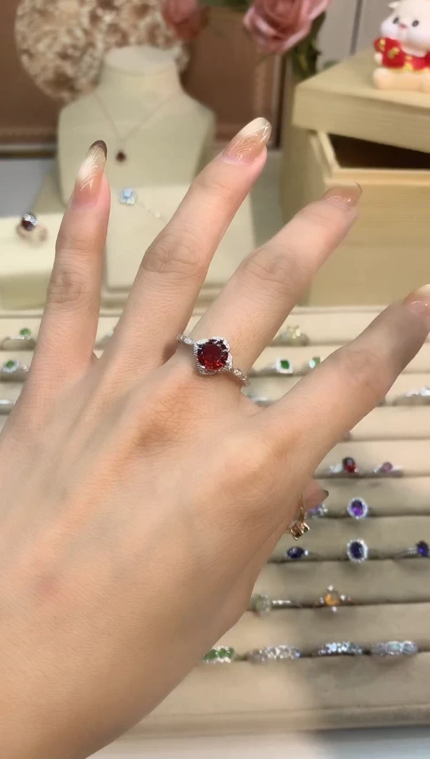 银S925镶嵌戒指石榴石石榴石
