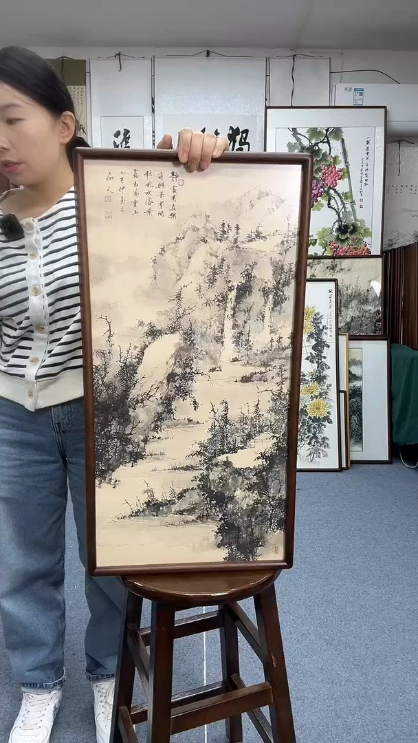 国画35*68实木画框京东包邮手绘