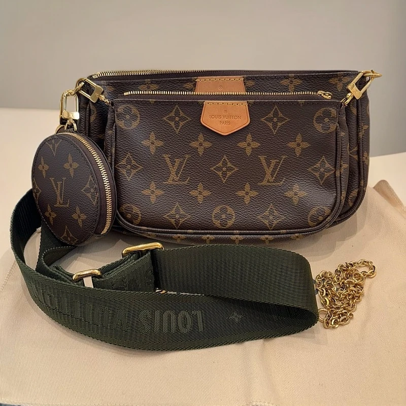 99新 LV 五合一老花绿色肩带款