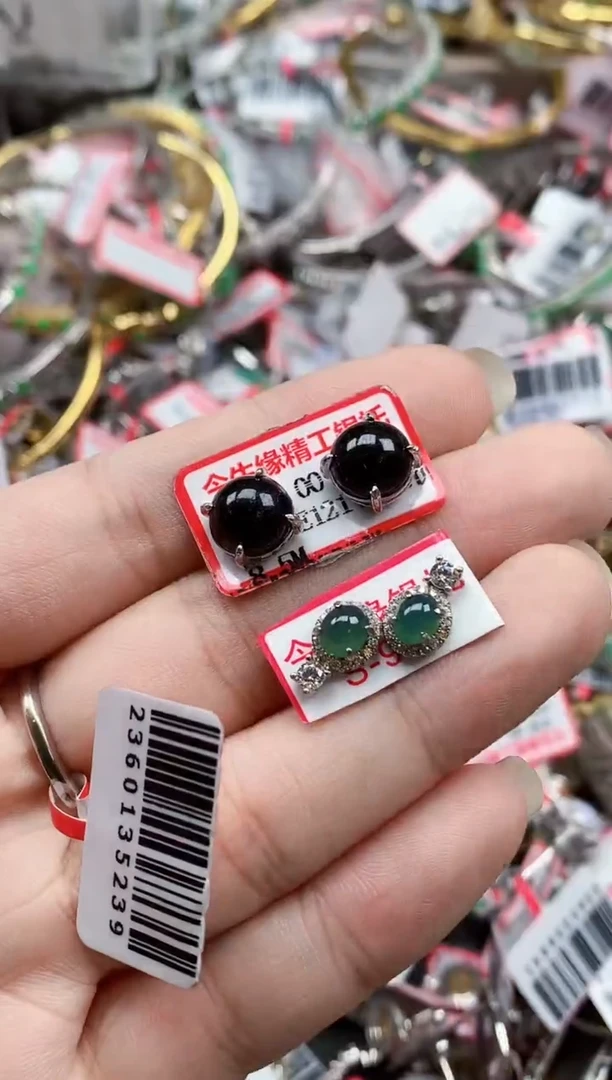 银S925镶嵌戒指翡翠天然A货缅甸翡翠