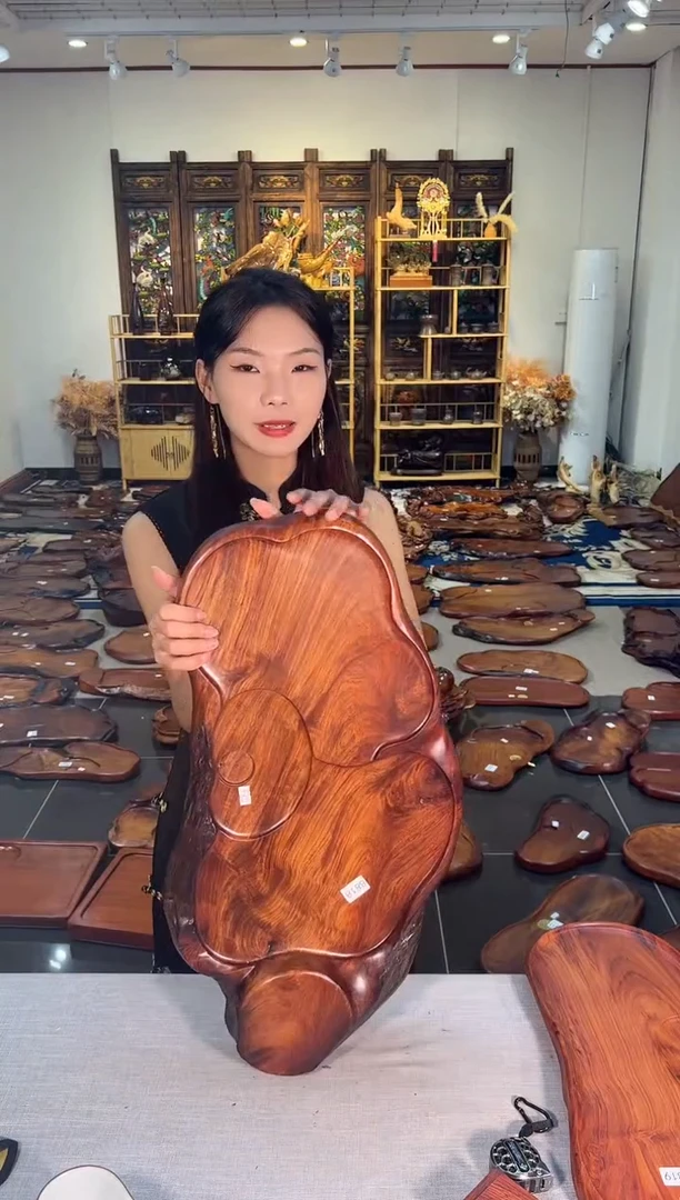 【闪购商品】大果紫檀（缅甸花梨）茶盘8818