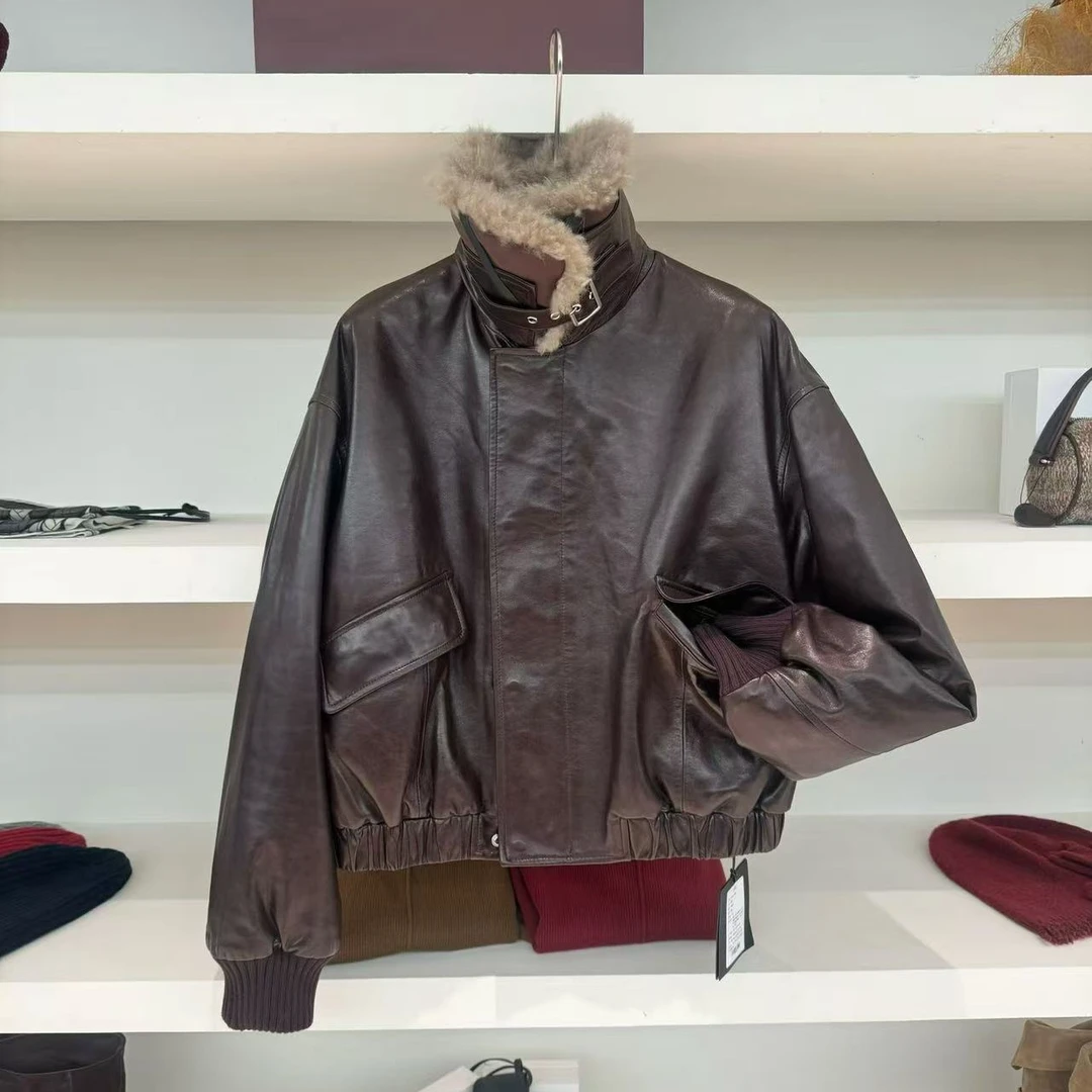 COCO ZHANG&BMS休闲复古皮衣夹克外套8046