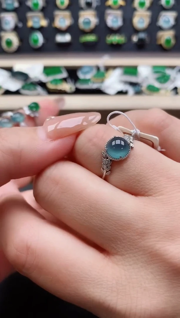 银S925镶嵌戒指翡翠1