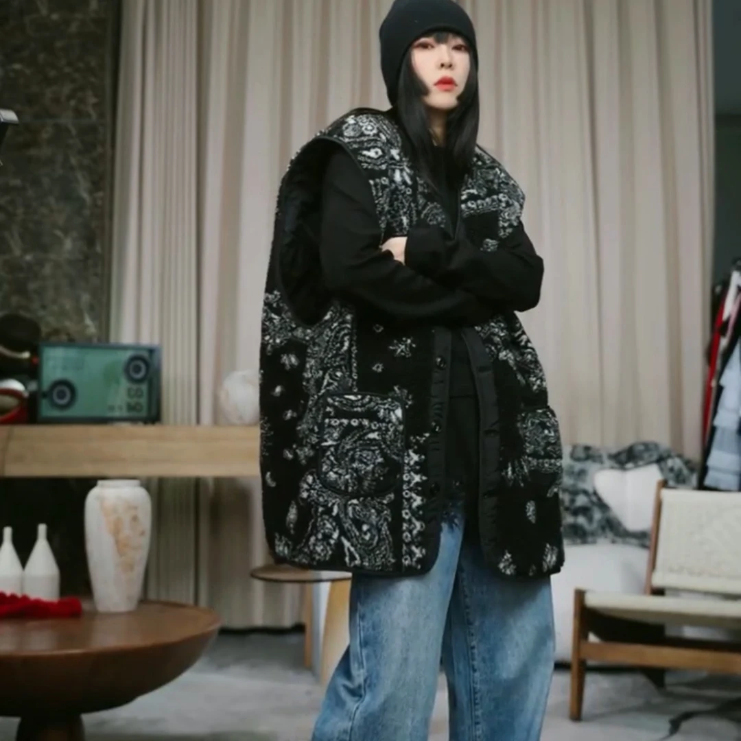 infobyfive福利秋冬提花民族风波西米亚拼接V领马夹壹NF0510016