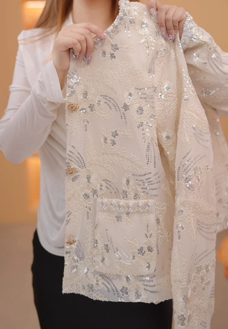 【618特惠】复古短款刺绣女装短外套春季小香风直下摆夏季薄款YN