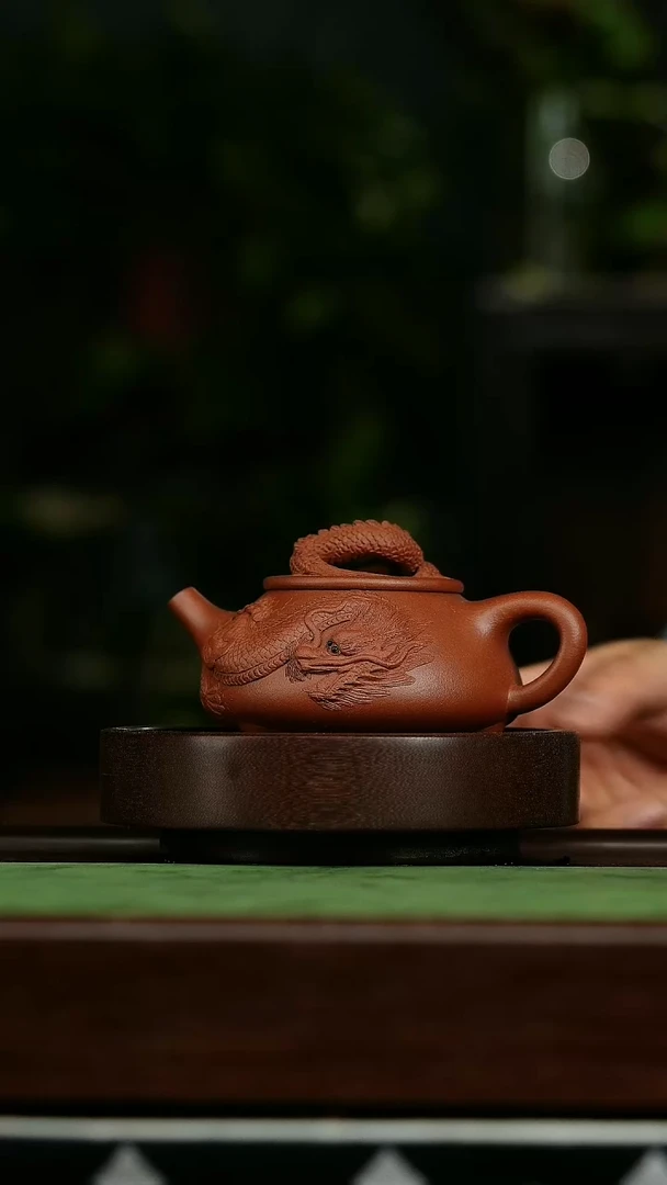 茶壶紫砂p57堆龙石瓢壶*倪大全