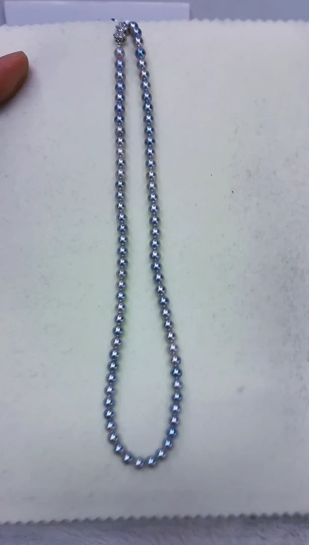 未镶嵌DA海水珍珠灰珠串链5-6 y822