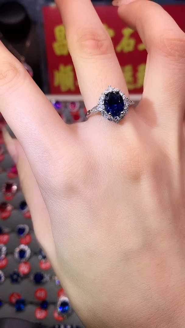 【闪购商品】蓝宝石戒指银S925镶嵌1111111