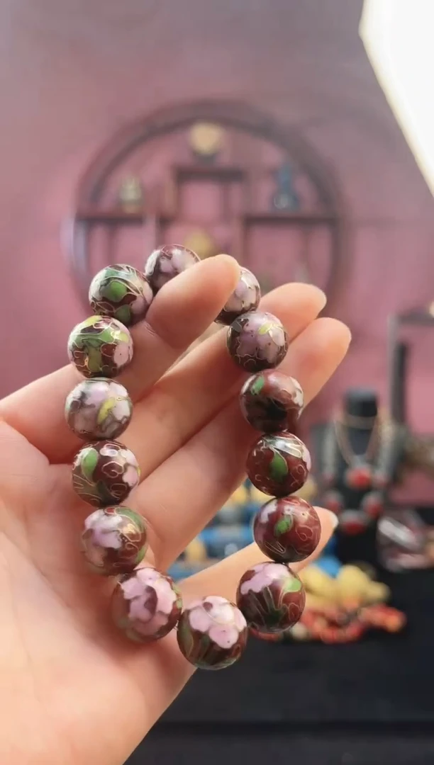 非遗 景泰蓝手串 1.4 砖红