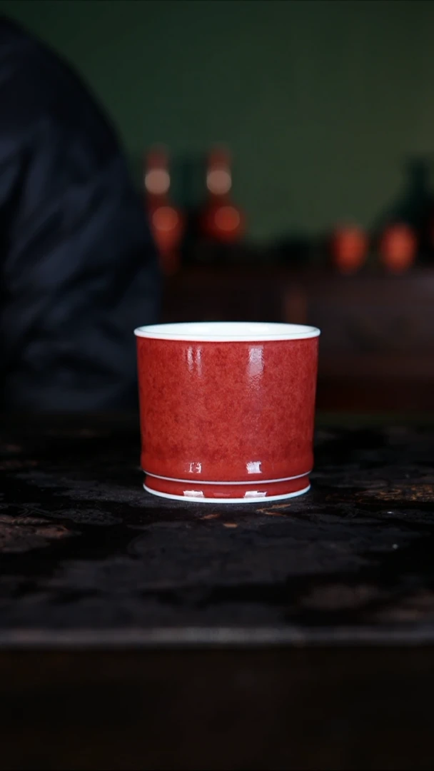 杯子白泥景德镇纯手工陶瓷豇豆红