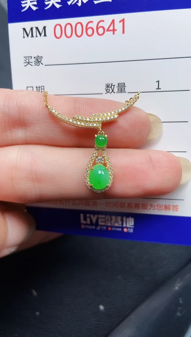 翡翠银S925镶嵌颈饰6641