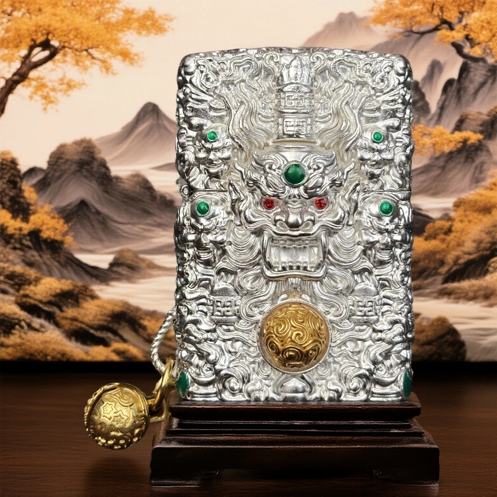 ZORRO佐罗山鬼花钱铃铛转转-银色防风打火机官方礼盒(不带油)