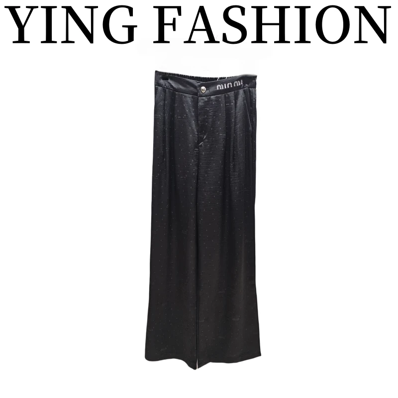 【YING FASHION】莹老板-时尚气质百搭m醋酸阔腿裤 8020552