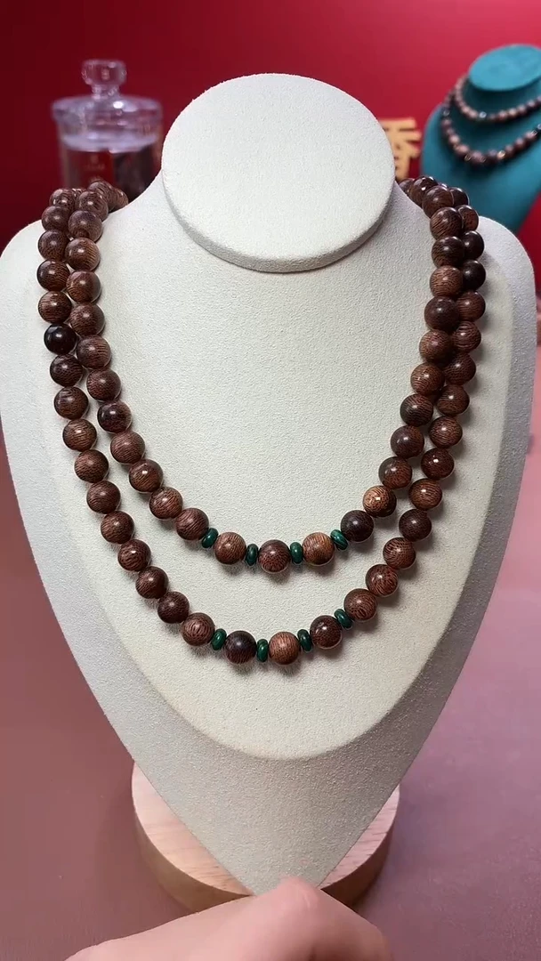 沉香手串沉水越南玉化富森红土08×108多圈设计