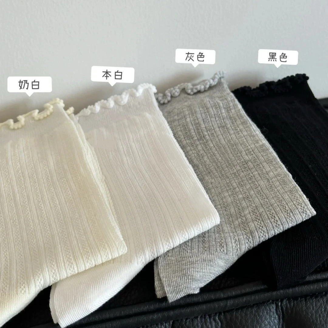 百搭中筒纯色网眼透气W8208