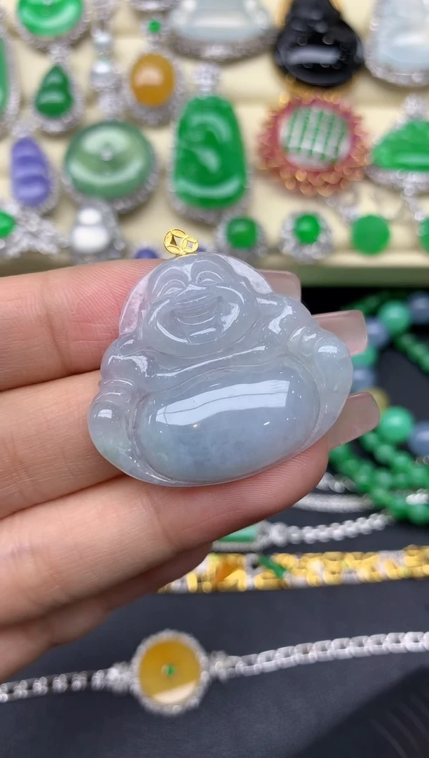颈饰18K金镶嵌翡翠35-翡翠雪姐天天见