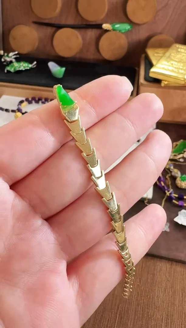 翡翠18K金镶嵌吊坠(不含链)吊坠