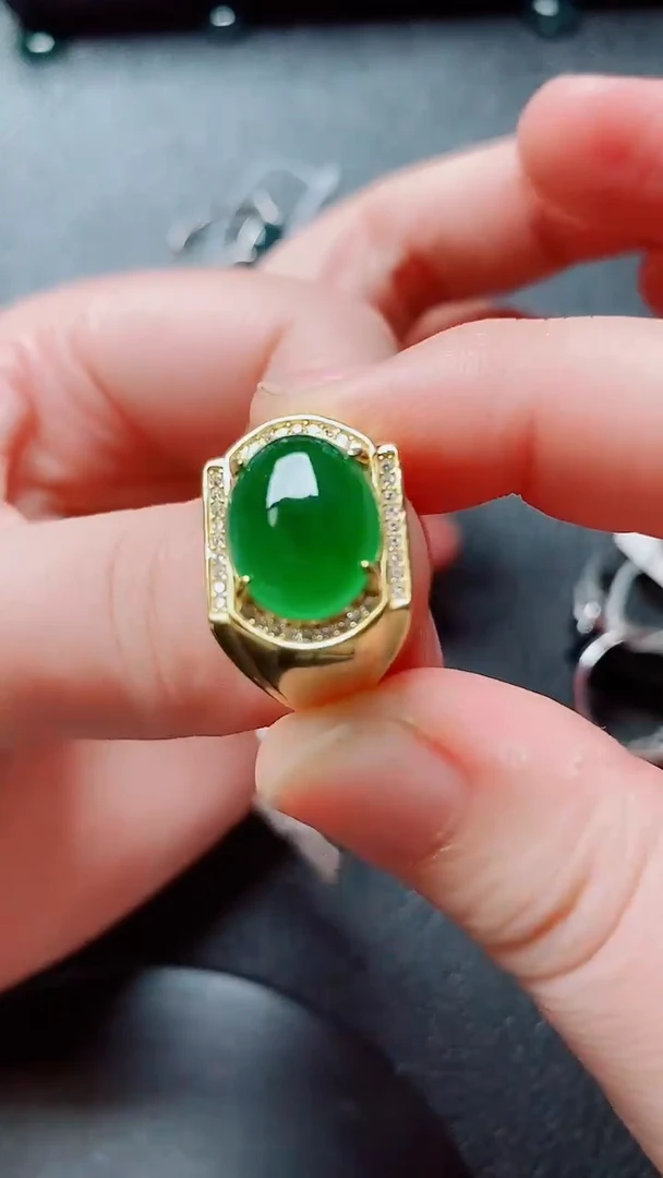 翡翠戒指银S925镶嵌1111