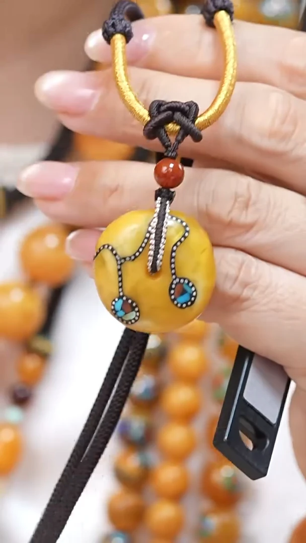 蜜蜡颈饰未镶嵌5854天然蜜蜡珠宝奇石云端妖孽石膏花蜡全部保真