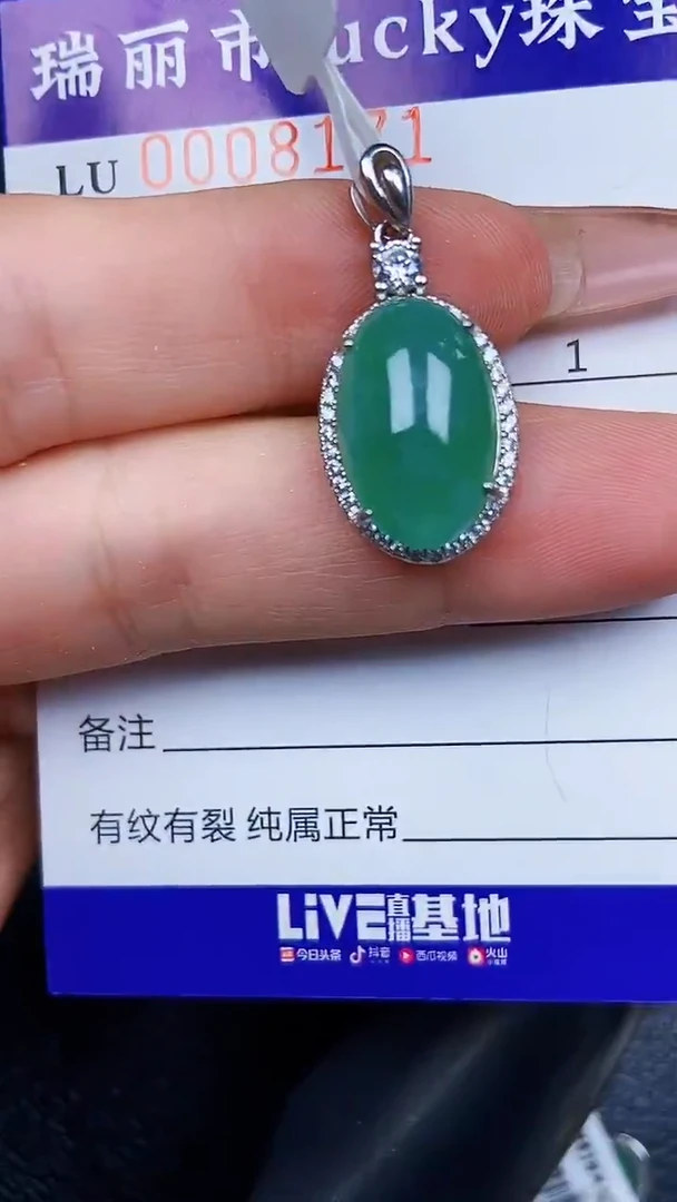 颈饰银S925镶嵌翡翠8171
