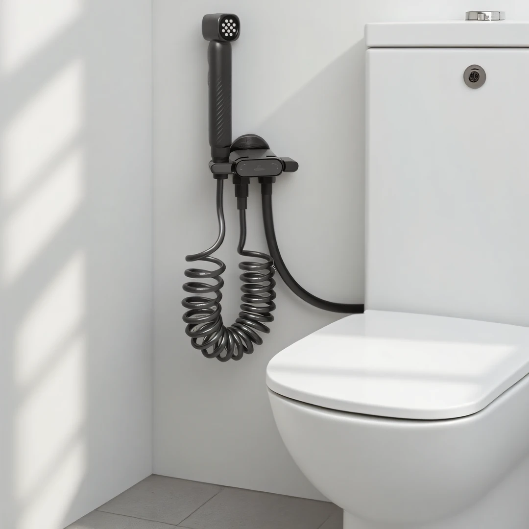 潜水艇一进二出便捷马桶伴侣螺纹双开关全铜三角阀坐便专用分水阀