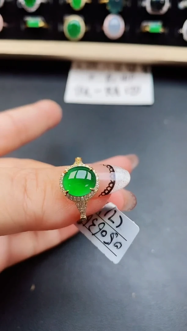 翡翠戒指银S925镶嵌50806