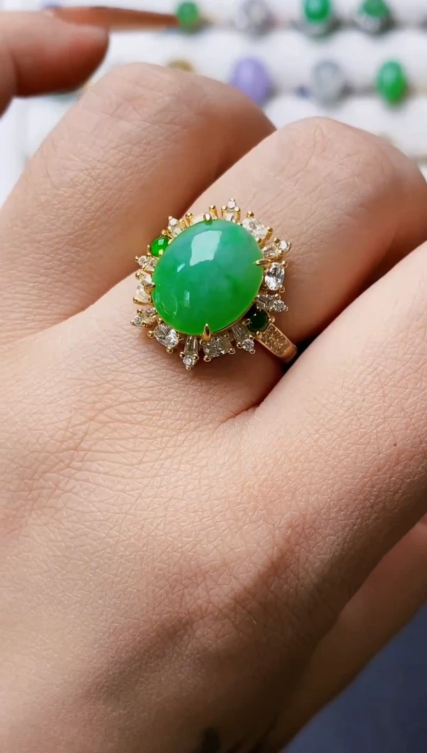 银S925镶嵌戒指翡翠0175