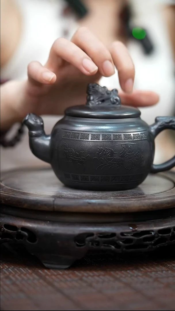 茶壶紫砂宜兴紫砂岁颐传砂原矿全手33