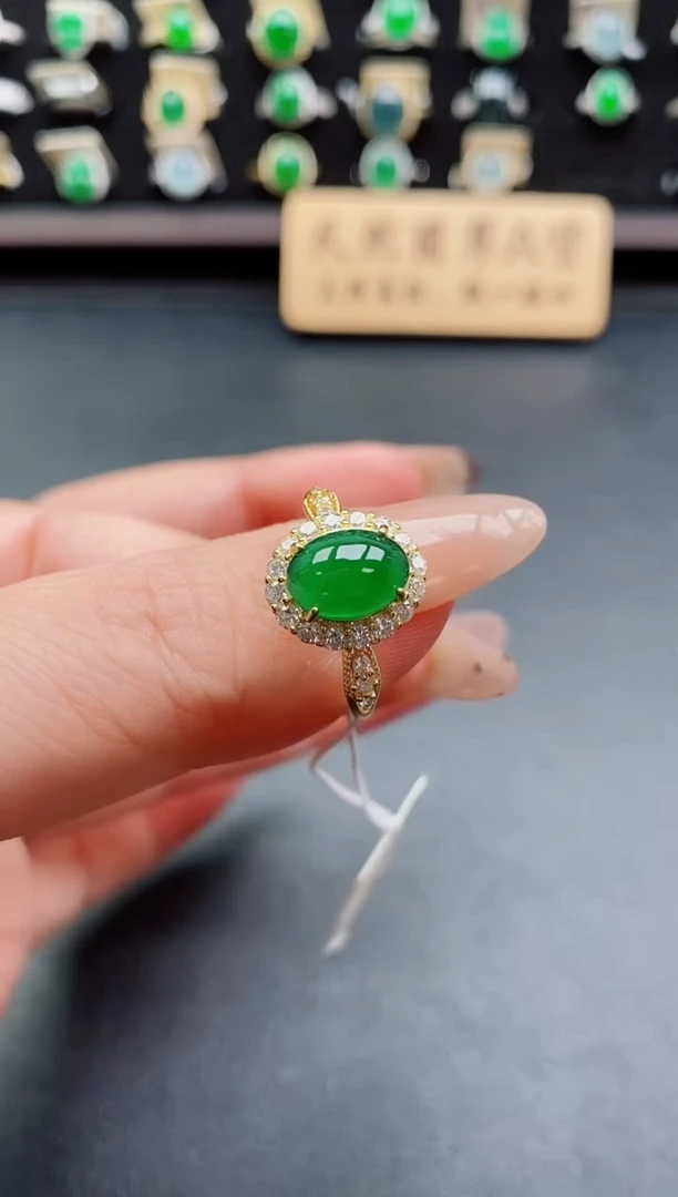 银S925镶嵌戒指翡翠1