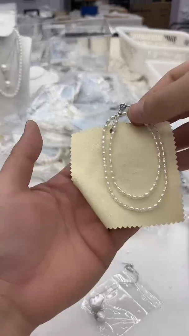 项链银S925镶嵌淡水珍珠3-4mm 克旭-孤品