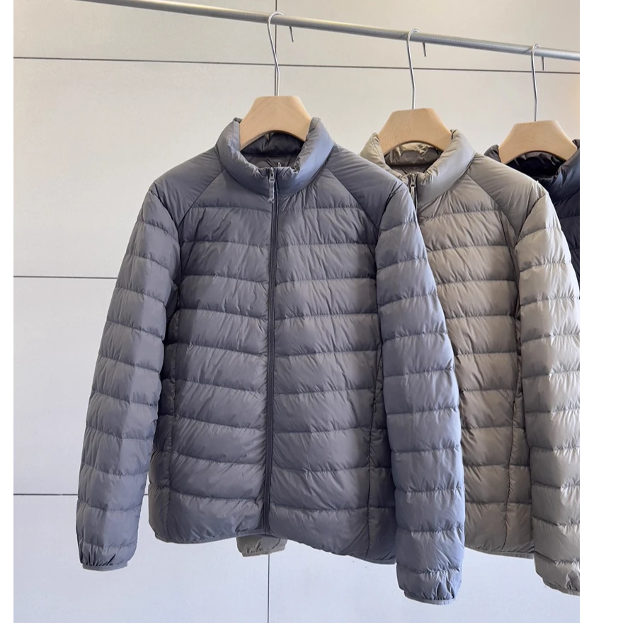 高端基础百搭轻便舒适亲肤泡芙面料90鸭绒立领保暖简约男士羽绒服