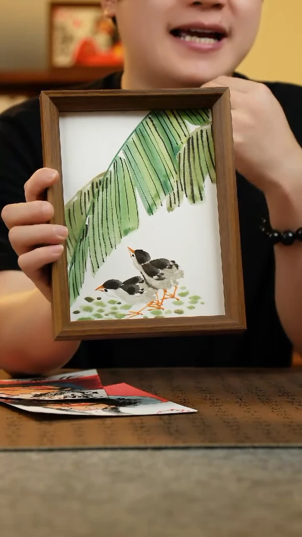 国画17*23纯手绘国风国画摆台