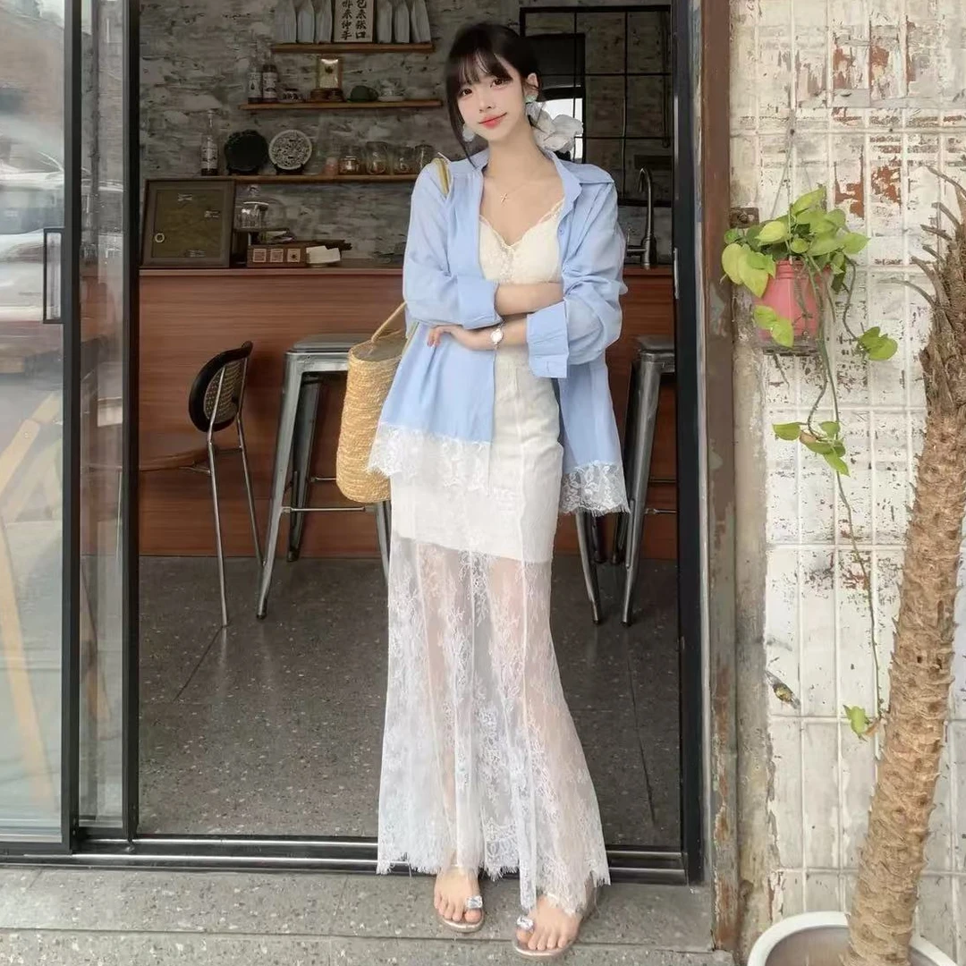 【秀宝女装】春季高级感气质百搭蕾丝半身裙XB4801