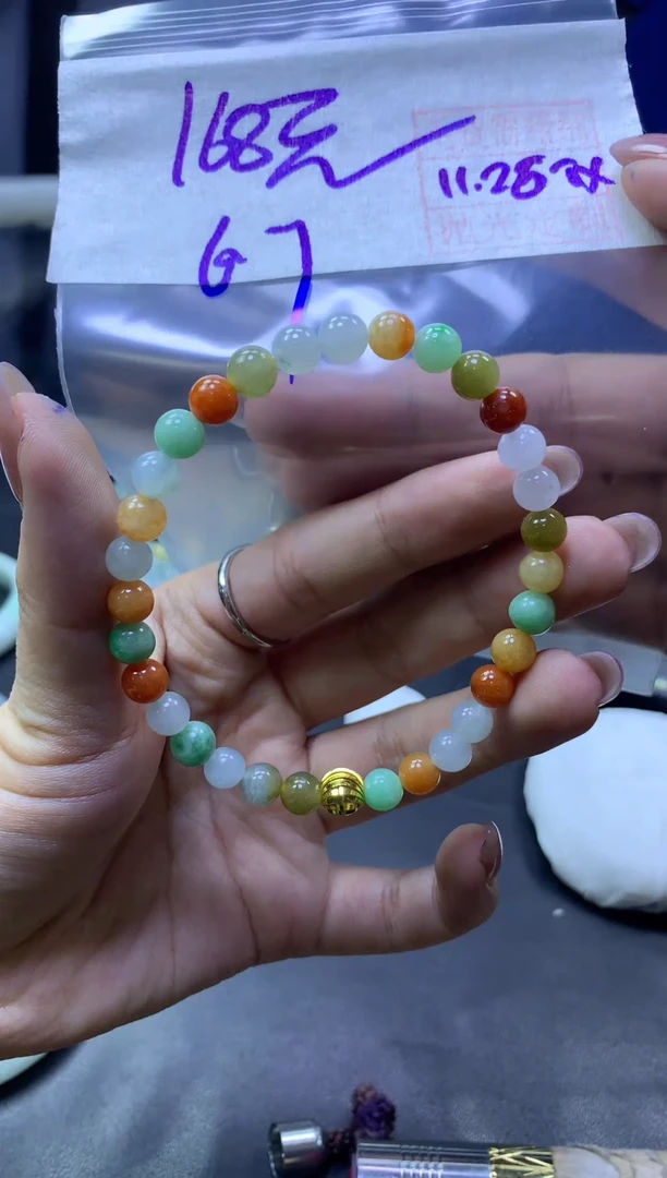 未镶嵌定制翡翠全40珠串6.#168元毛货抛光