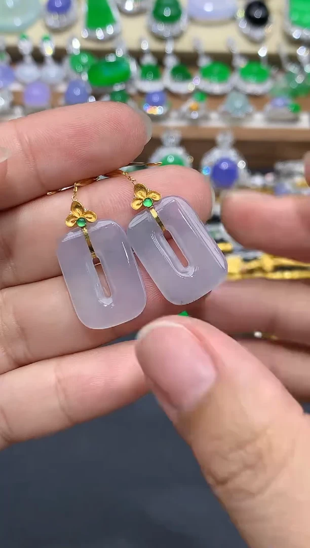 翡翠18K金镶嵌耳饰314-春日珠宝