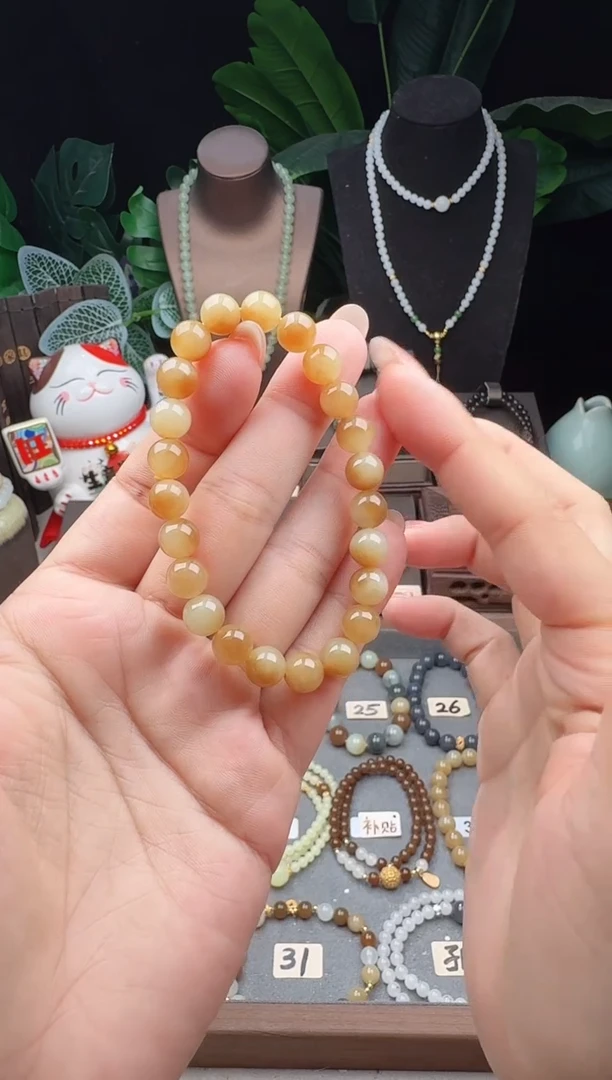 未镶嵌手串和田玉8m左右糖白手串