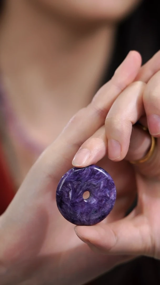 未镶嵌查罗石吊坠紫龙晶平安扣