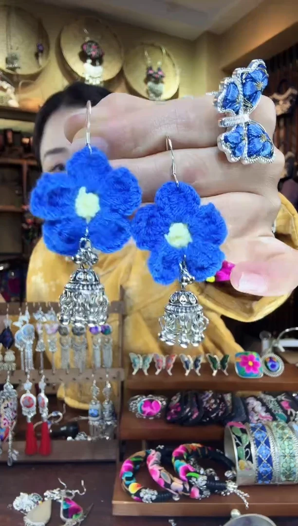 刺绣非遗刺绣民族风耳环