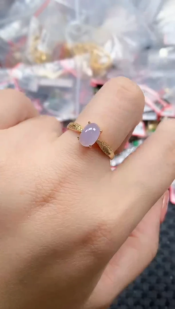 银S925镶嵌戒指翡翠天然A货缅甸翡翠